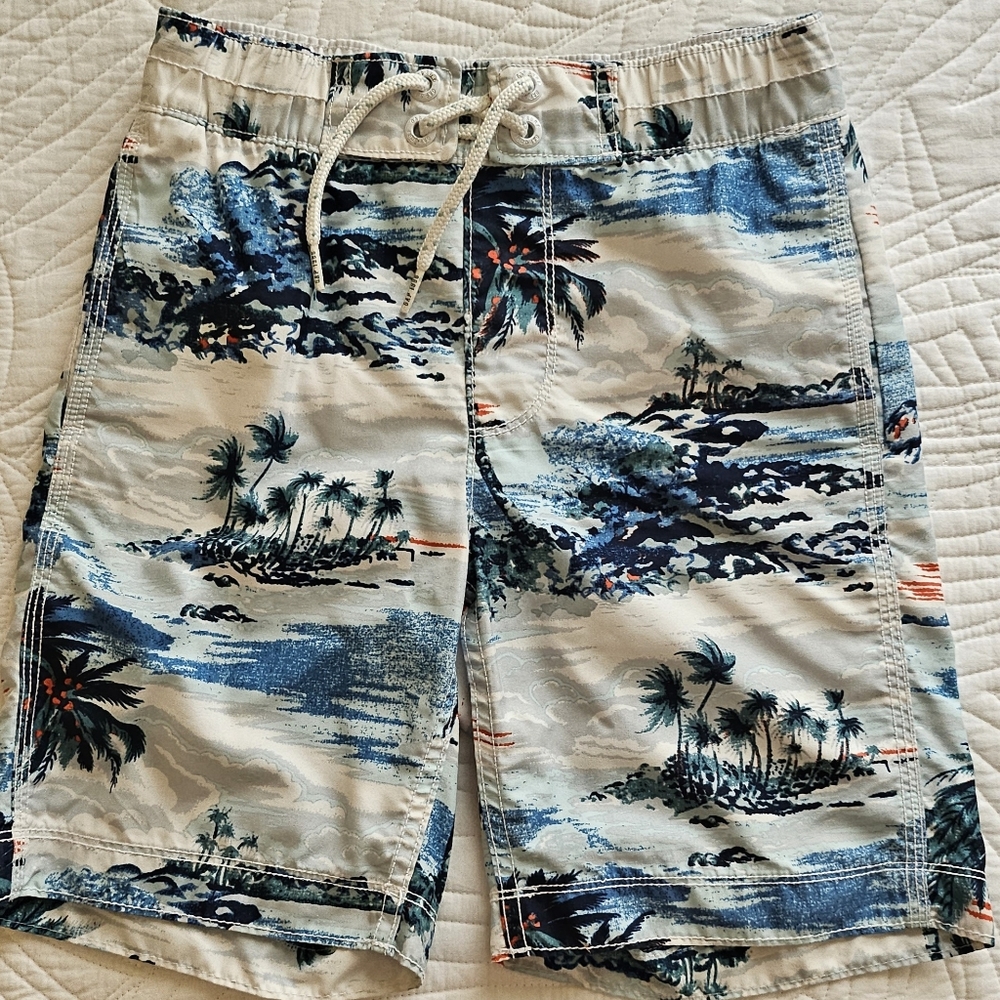5 for $20 Gap Kids Hawaiian Print Swim Trunks/Board Shorts Blue and White